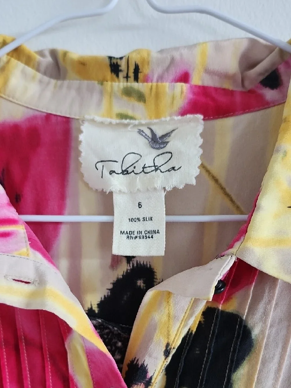 Trina Turk Tabitha Silk  Pink Yellow Black Floral Sleeveless Collar Mini Dress - Picture 2 of 2
